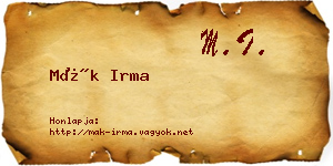 Mák Irma névjegykártya